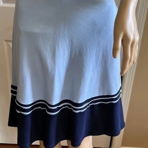 New York & COMPANY dress sz S,Blue striped color block cotton fit & flare  EC - Picture 7 of 11